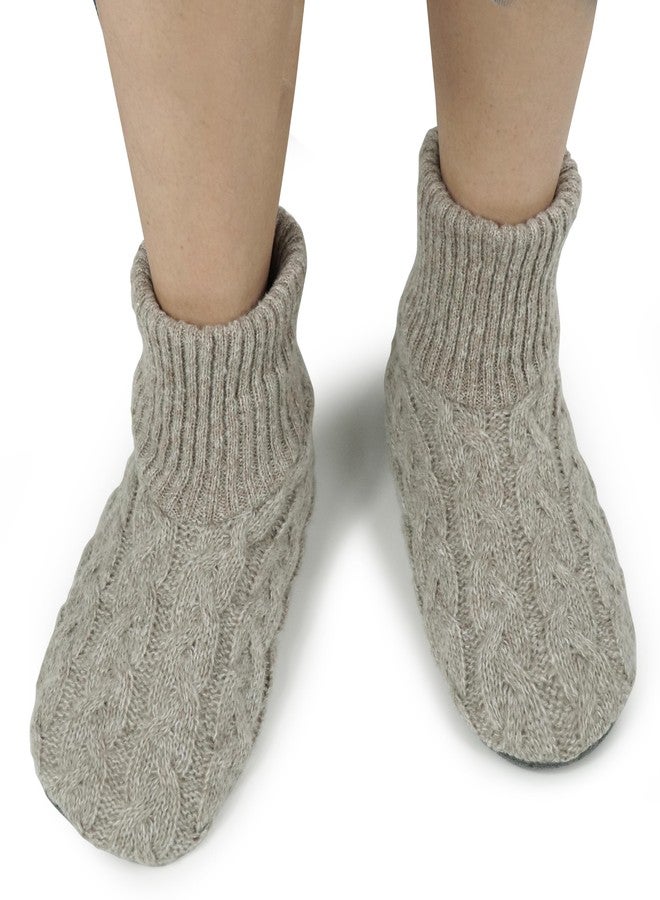 BenSorts Fuzzy Slipper Socks Women Grippers Warm House Indoor Fleece Cabin House Cozy Socks Stocking Stuffer Khaki Size 8.5 9.5 10.5 - Image 5